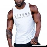 Cuekondy Men's Performance Letter STRONG Sleeveless Workout Muscle Bodybuilding Tank Tops Sport Vest Tee Shirt White B07PW81JR5